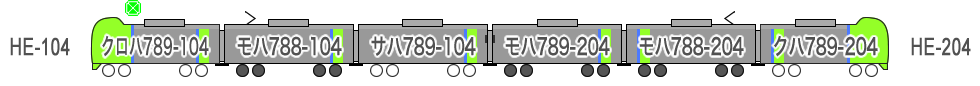 特急「ライラック」転用後の789系（HE-104・HE-204編成）